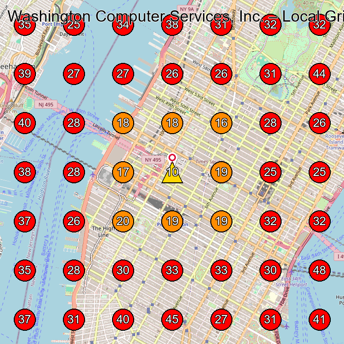 Washington Computer Services, Inc. GeoGrid visibility map for Computer Store in New York